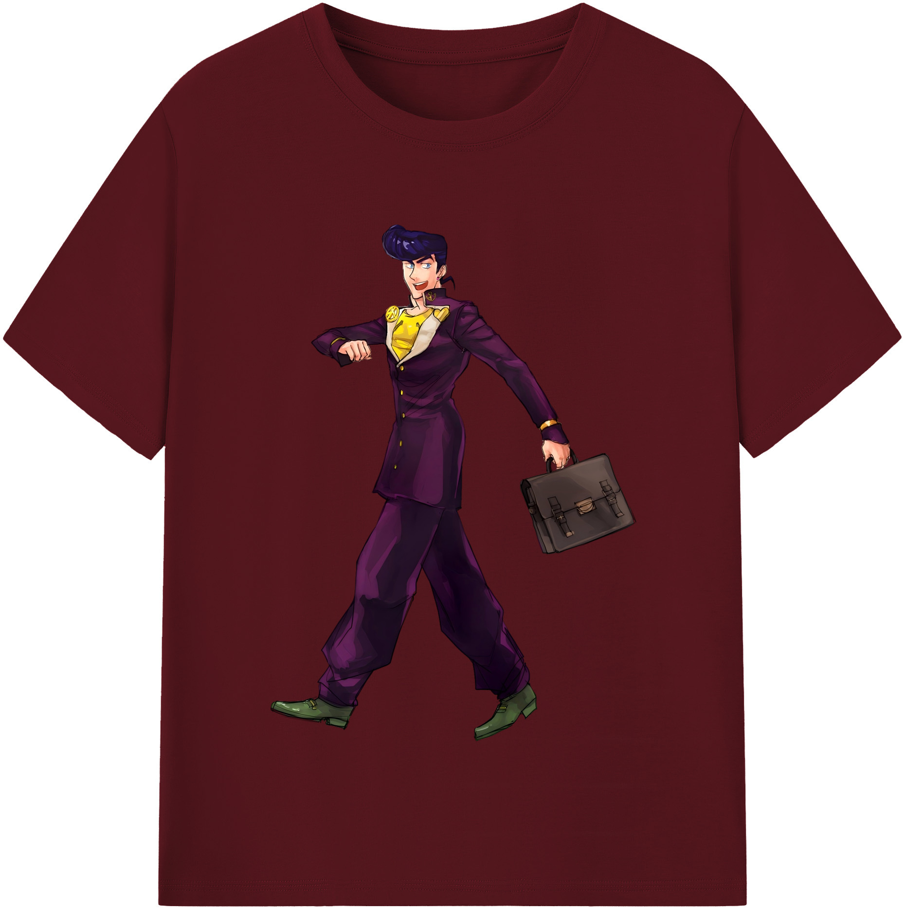 （画像用） ジョジョの奇妙な冒険 ひがしかた じょうすけ JoJo's Bizarre Adventure Higashikata Josuke 綿100％半袖Tシャツ（フロントプリント）